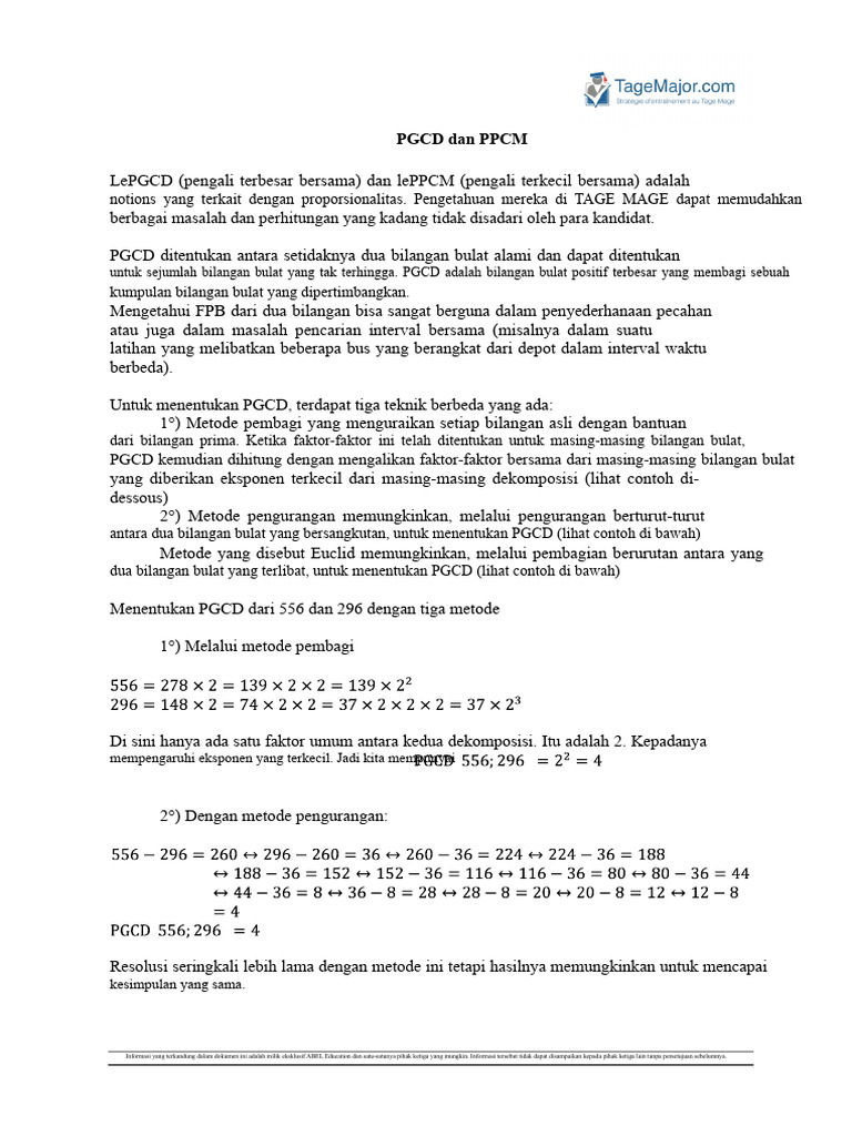 PGCD dan PPCM: Metode dan Contoh | PDF