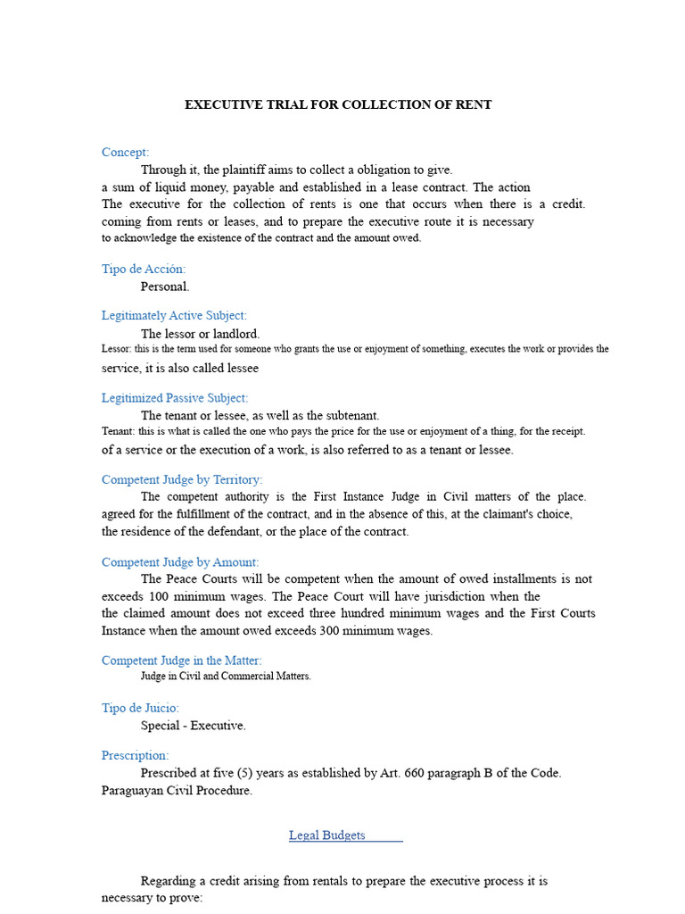 37 - Executive Judgment For Collection of Rents | PDF | Lease | Renting