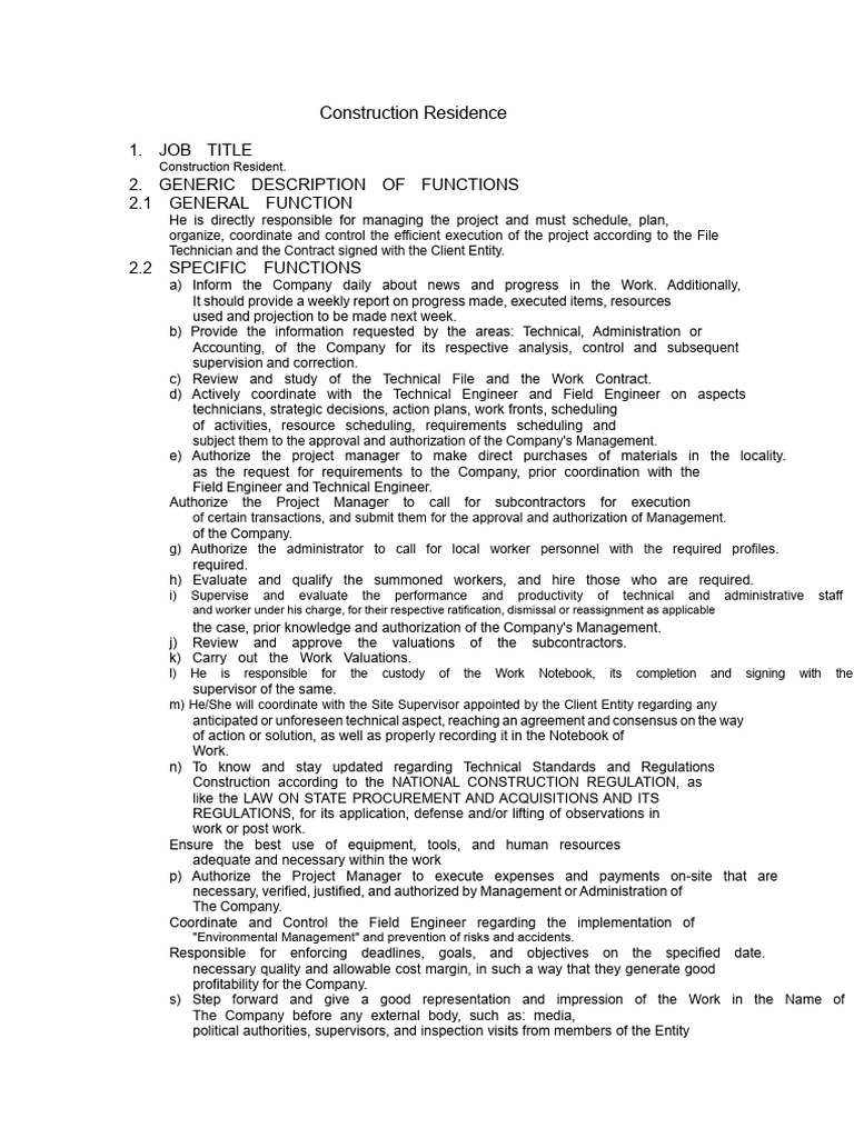 Construction Project Management Roles | PDF | Safety | Regulatory ...