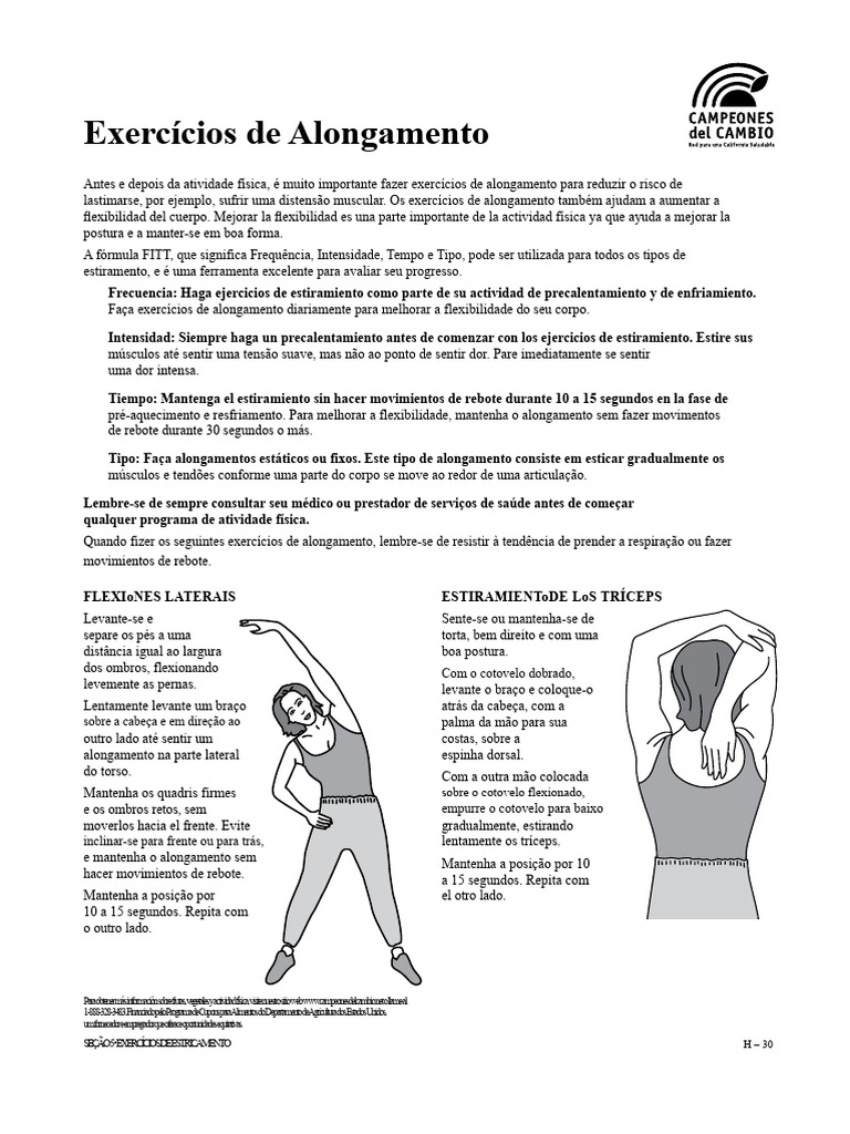 Exercícios de Alongamento para Flexibilidade | PDF | Flexibilidade ...