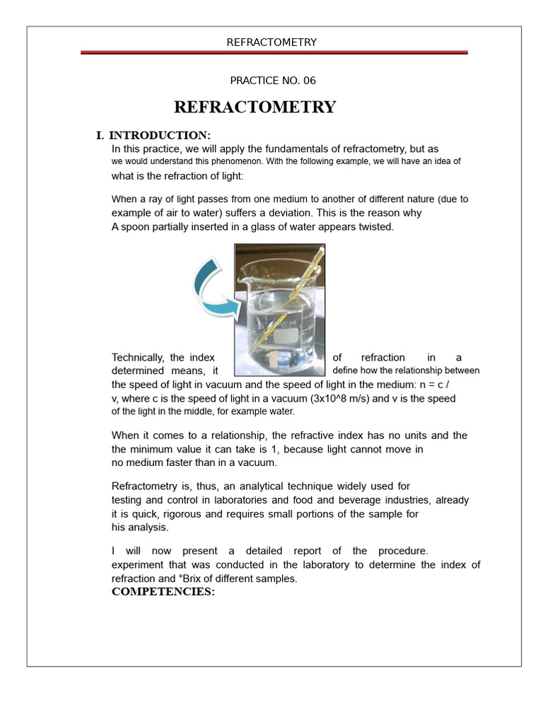 Refractometry Techniques and Applications | PDF | Refractive Index ...