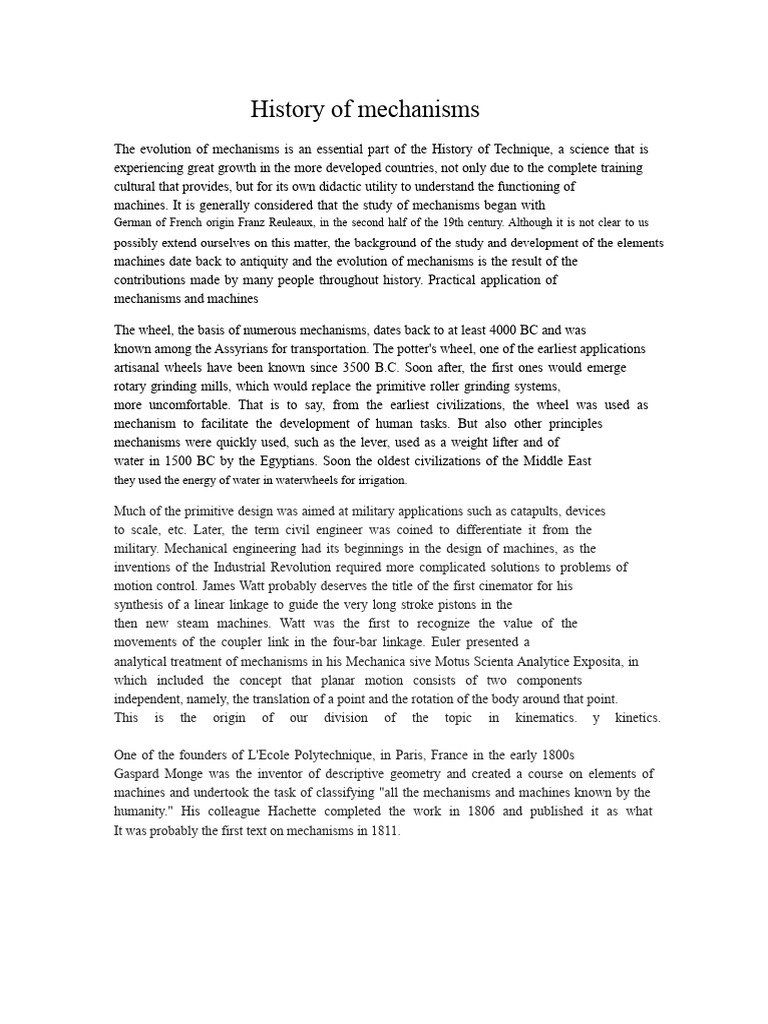 Evolution of Mechanisms in History | PDF | Machines | Mechanical ...