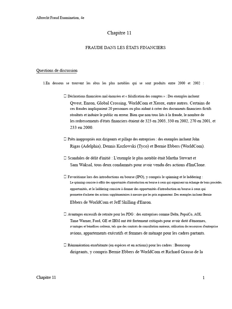 Fraude financière : Scandales et impacts | PDF | Enron | Comptabilité