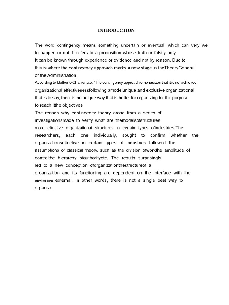 Contingency Approach in Management | PDF | Theory | System
