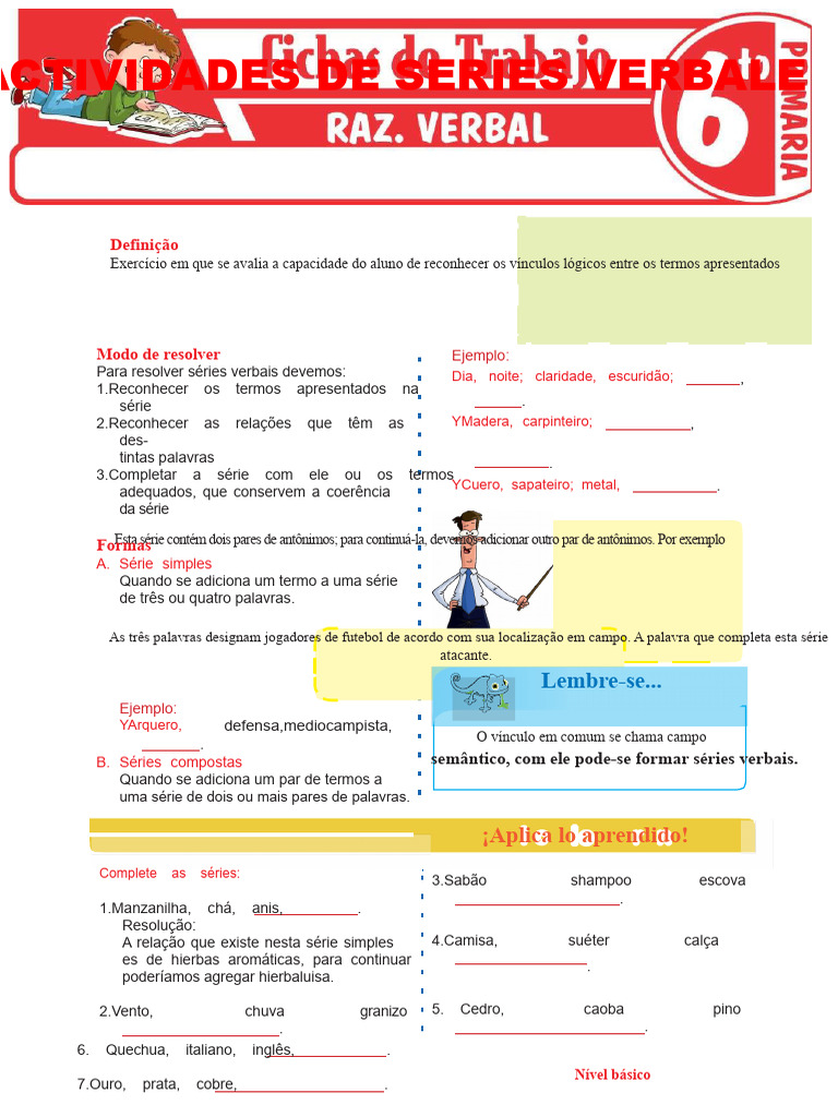 Atividades de Séries Verbais para Sexto Ano Do Ensino Fundamental | PDF
