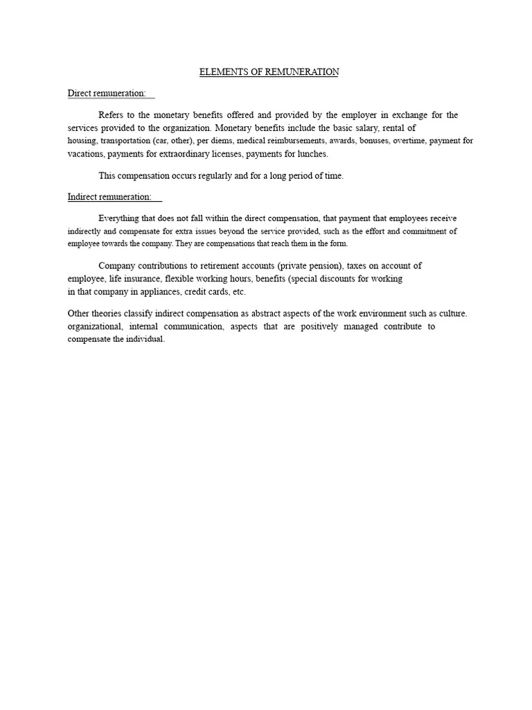 Understanding Direct and Indirect Remuneration | PDF