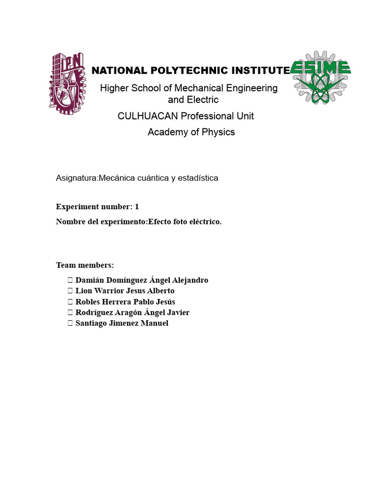 Photoelectric Effect Experiment Guide | PDF | Photoelectric Effect ...