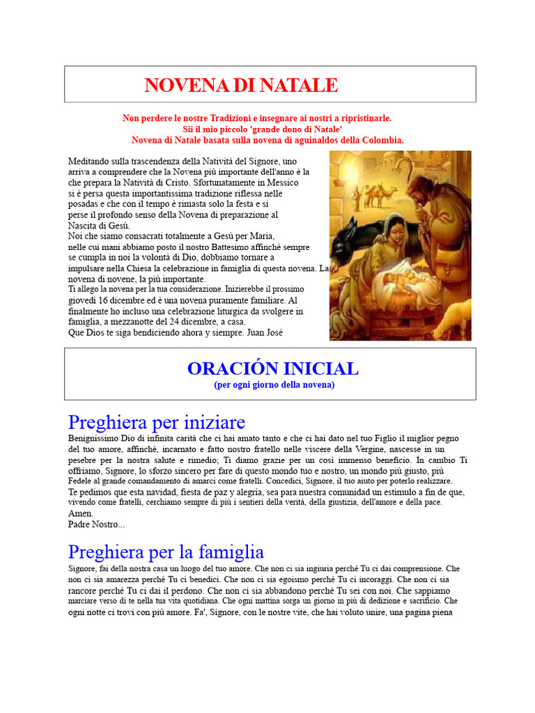 Novena Di Natale Per La Famiglia | PDF