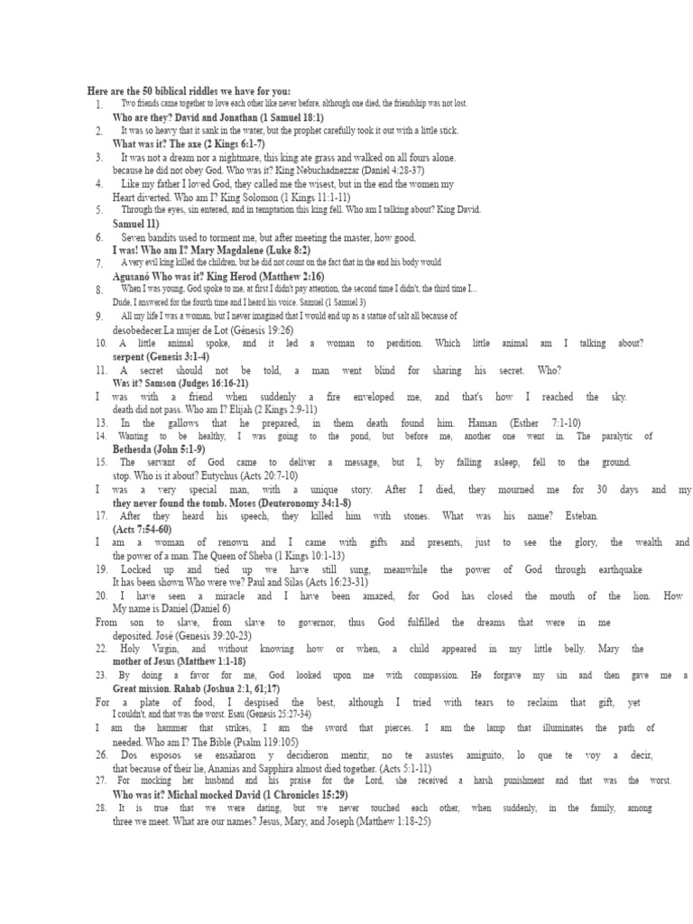 Christian Riddles | PDF | Adam | Jesus