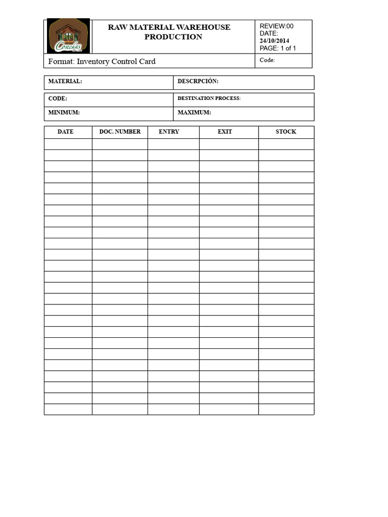 Raw Material Inventory Control Card | PDF