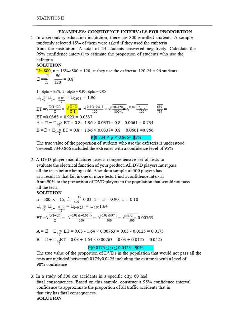 Confidence Intervals in Statistics II | PDF | Confidence Interval ...