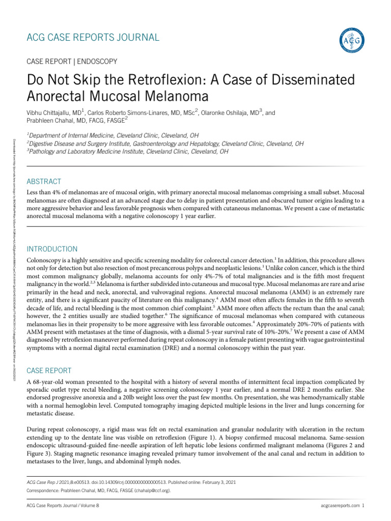 Do Not Skip The Retroflexion A Case Of.2 | PDF | Melanoma | Colorectal ...
