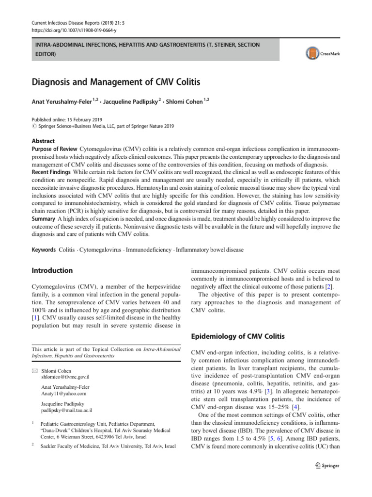 CMV Colitis: Diagnosis and Management | PDF | Ulcerative Colitis ...