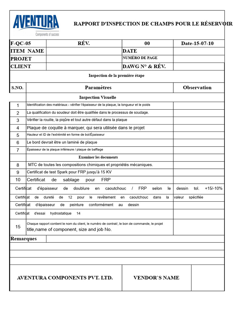 Rapport d'Inspection de Réservoir MS | PDF | Soudage | Construction