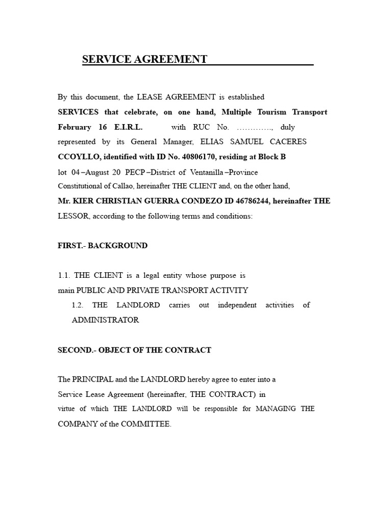 Service Lease Agreement Overview | PDF | Lease | Legal Documents