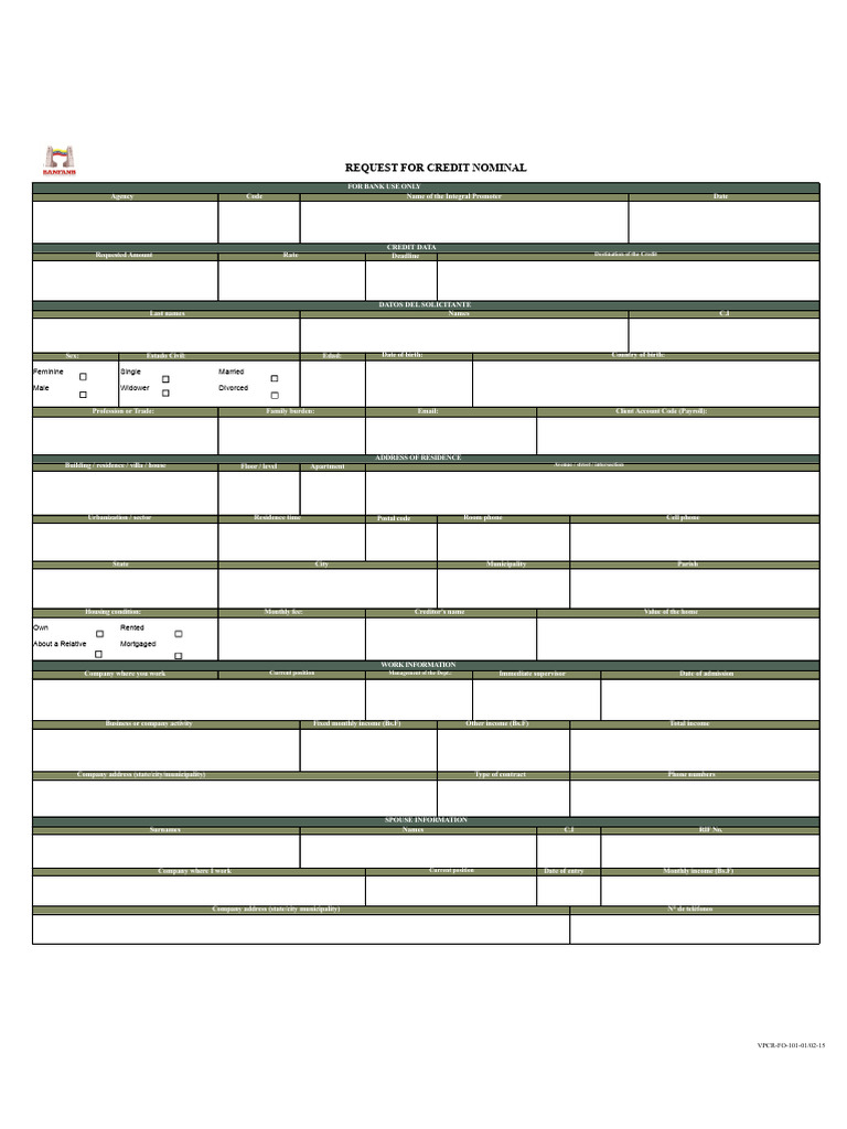 Credit Request Form Template | PDF | Interest | Banks