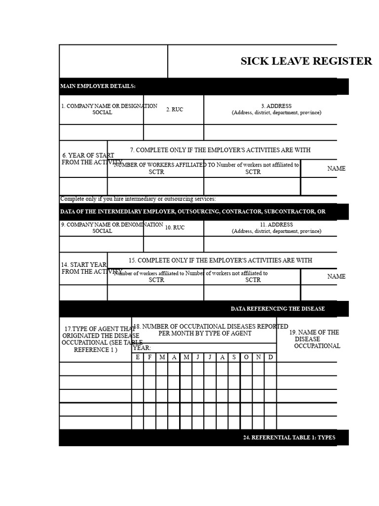 Sick Leave and Incident Register Template | PDF | Chess Theory | Chess