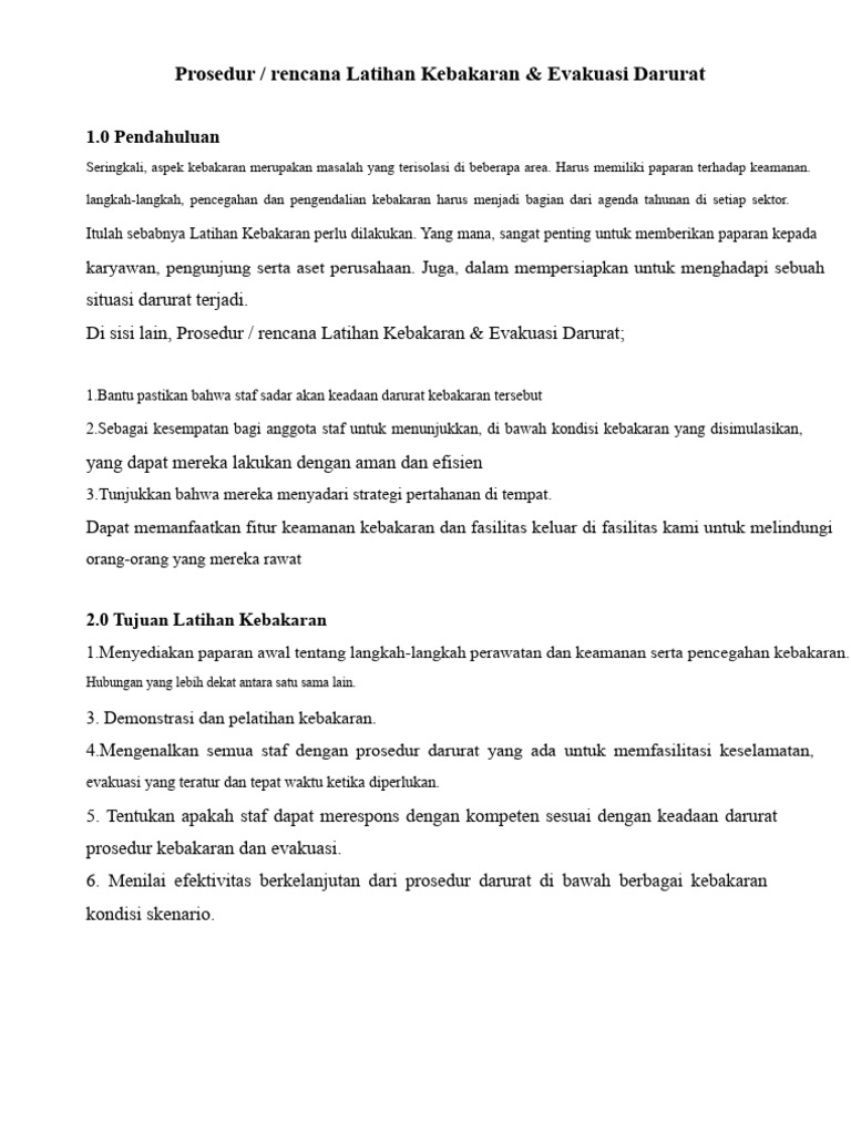 Rencana Latihan Kebakaran dan Evakuasi | PDF