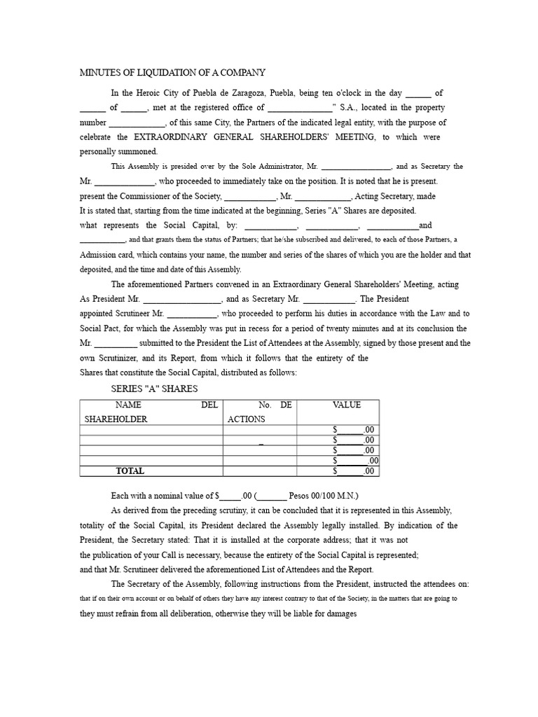 Company Liquidation Meeting Minutes | PDF | Liquidation | Justice