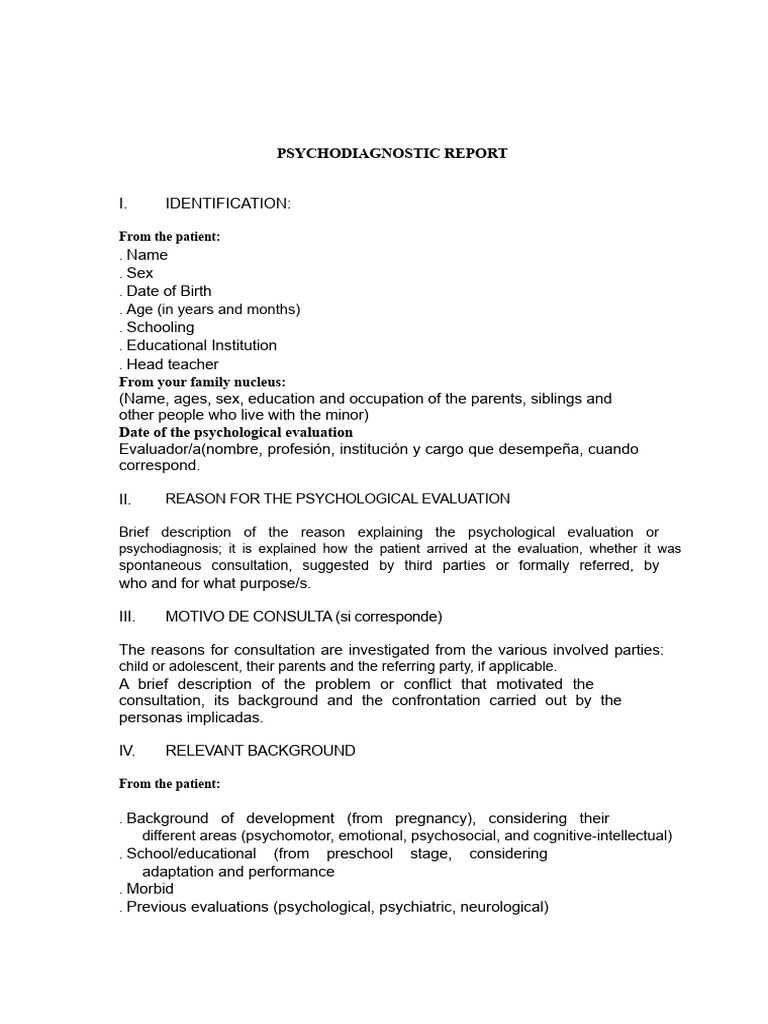 Psychodiagnostic Evaluation Report | PDF