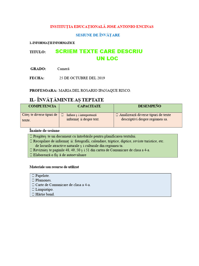 25-10-19am Scris Un Text Descriptiv | PDF