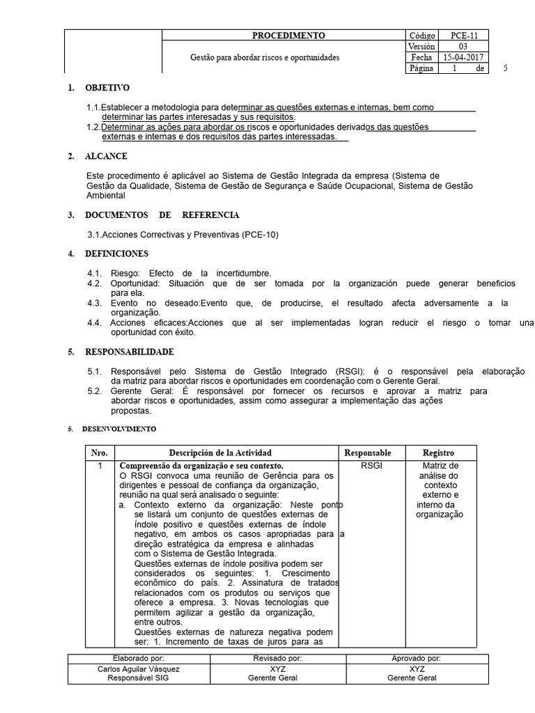 Gestão de Riscos e Oportunidades PCE-11 | PDF | Qualidade (negócios)