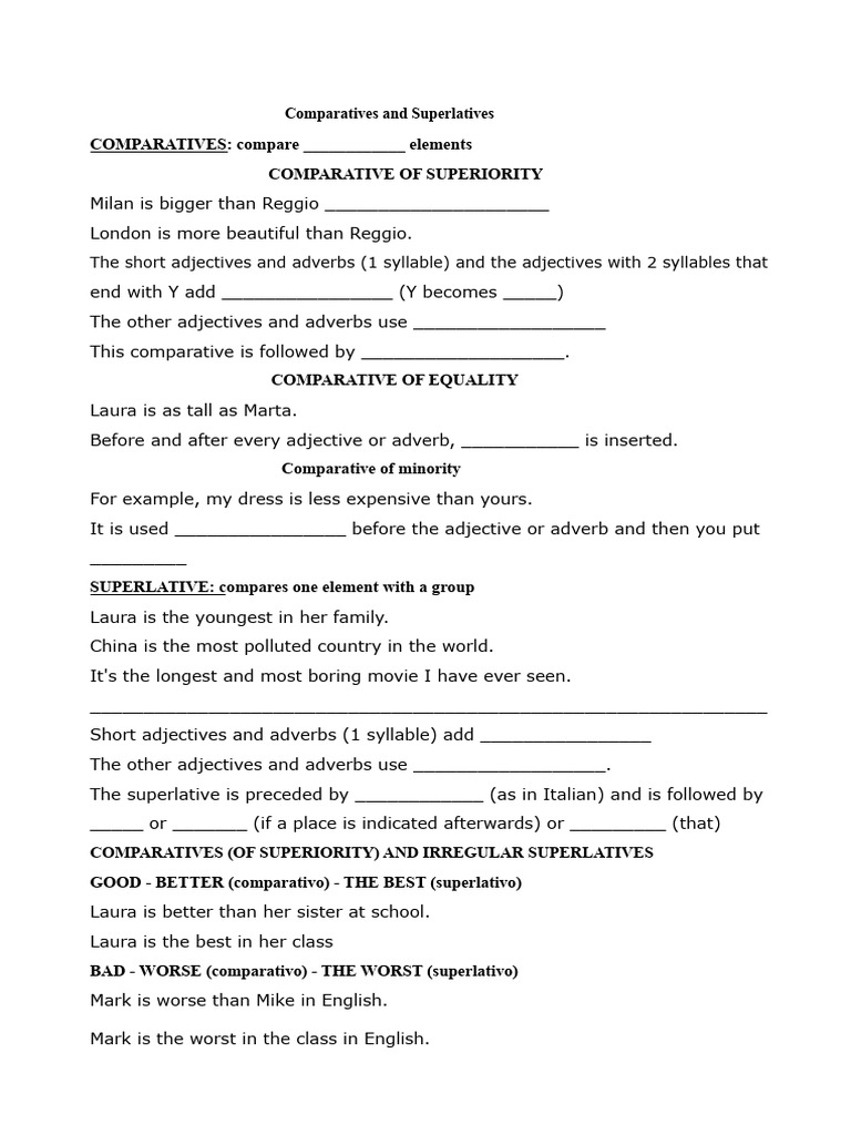 Understanding Comparatives and Superlatives | PDF | Syntax | Linguistic ...