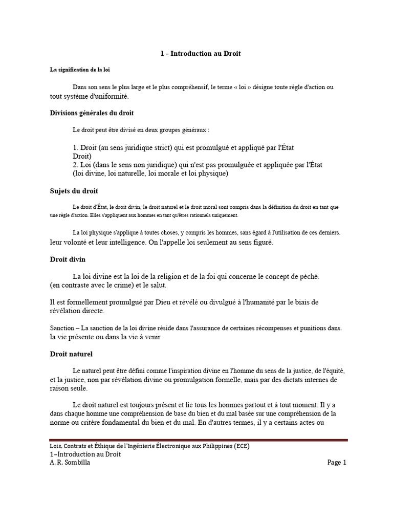 Introduction au Droit et ses Sources | PDF | Loi | Loi naturelle
