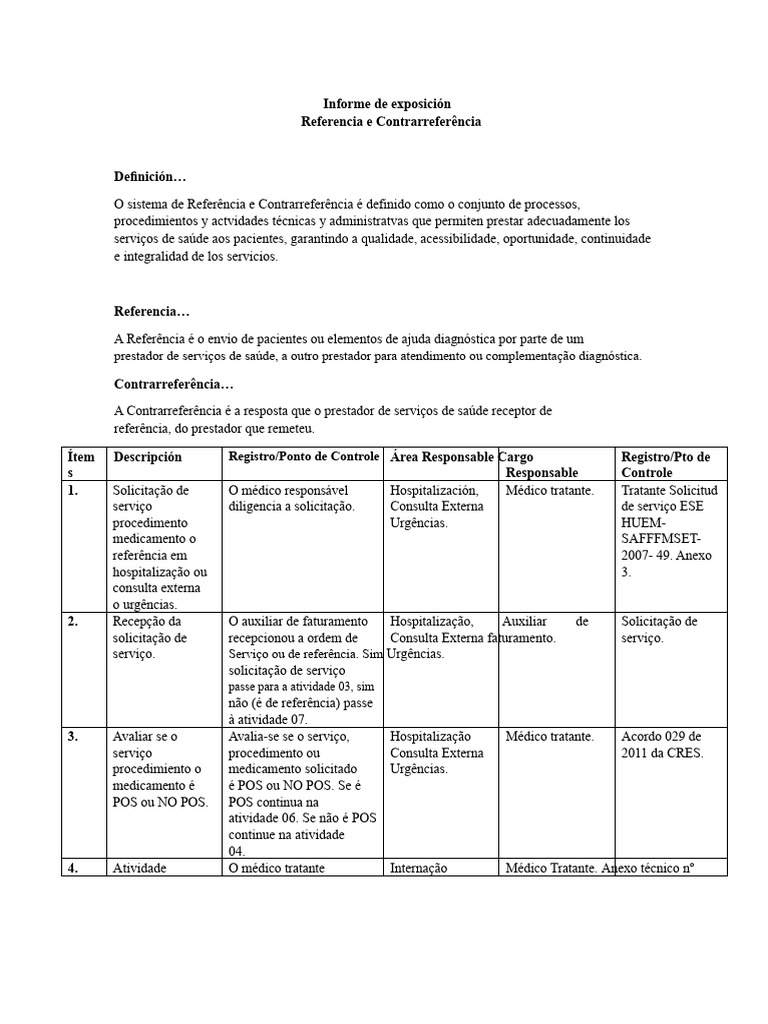 Sistema de Referência e Contrarreferência em Saúde | PDF
