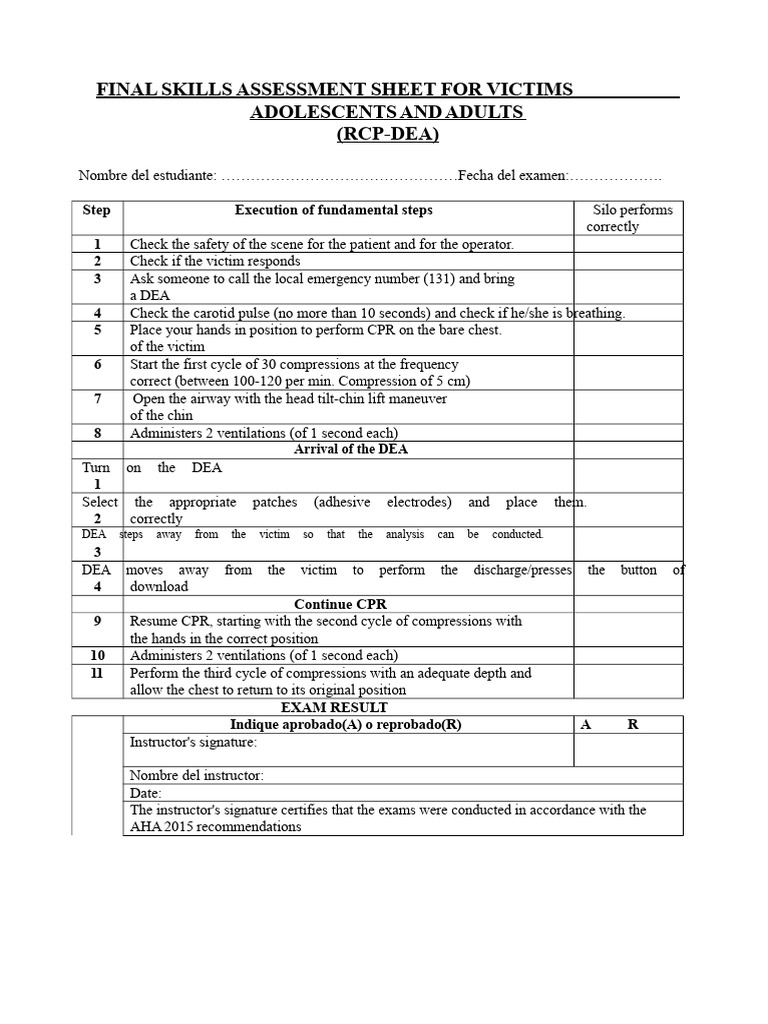CPR Skills Assessment for Victims | PDF