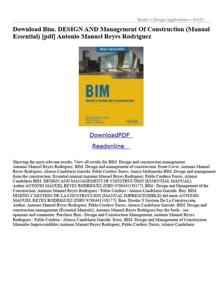 BIM Design and Construction Management (Essential Manual) | PDF