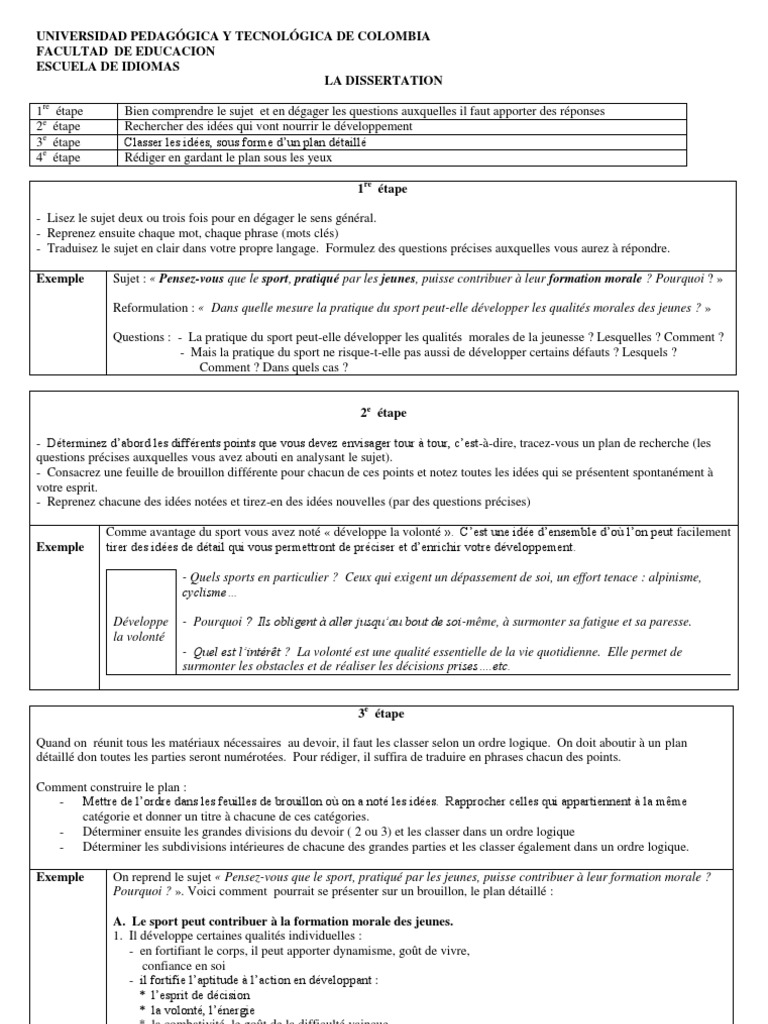 dissertation sur le sport
