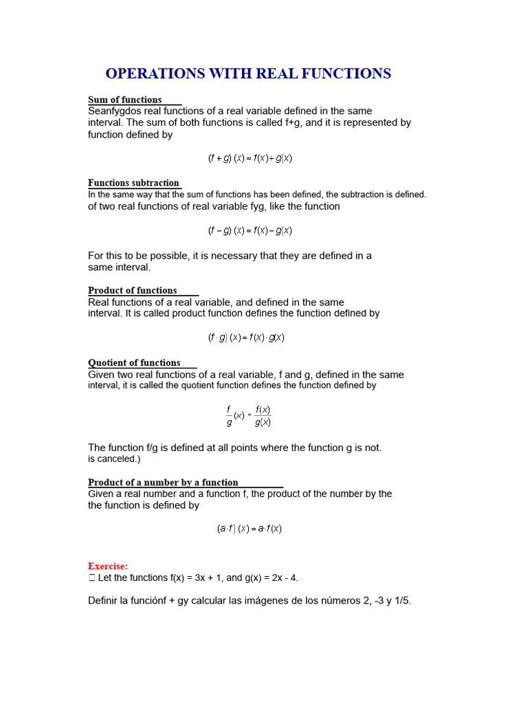 Operations with Real Functions | PDF