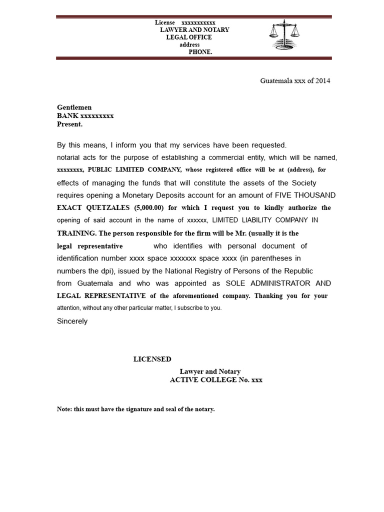 Letter Bank SA To Fill Out | PDF