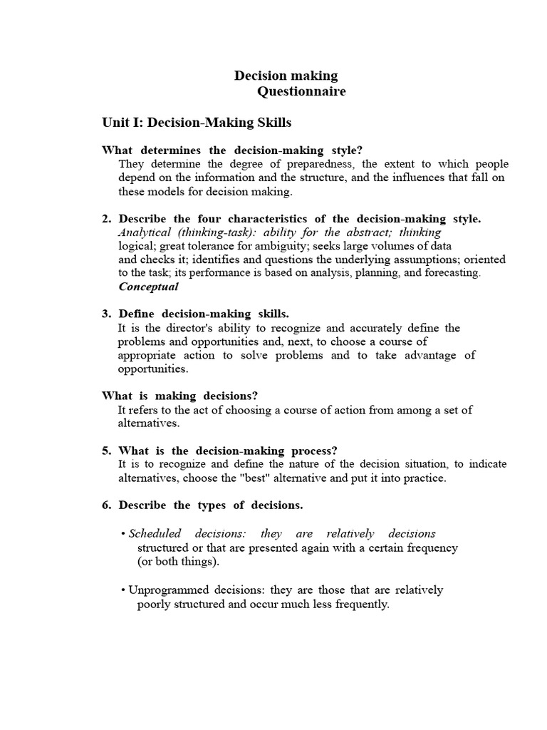 Decision-Making Skills and Processes Guide | PDF | Decision Making ...