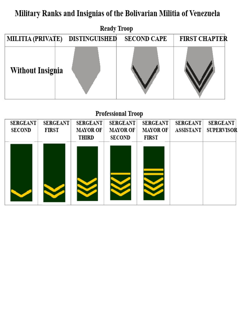 Military Ranks and Insignias of The Bolivarian Militia of Venezuela | PDF