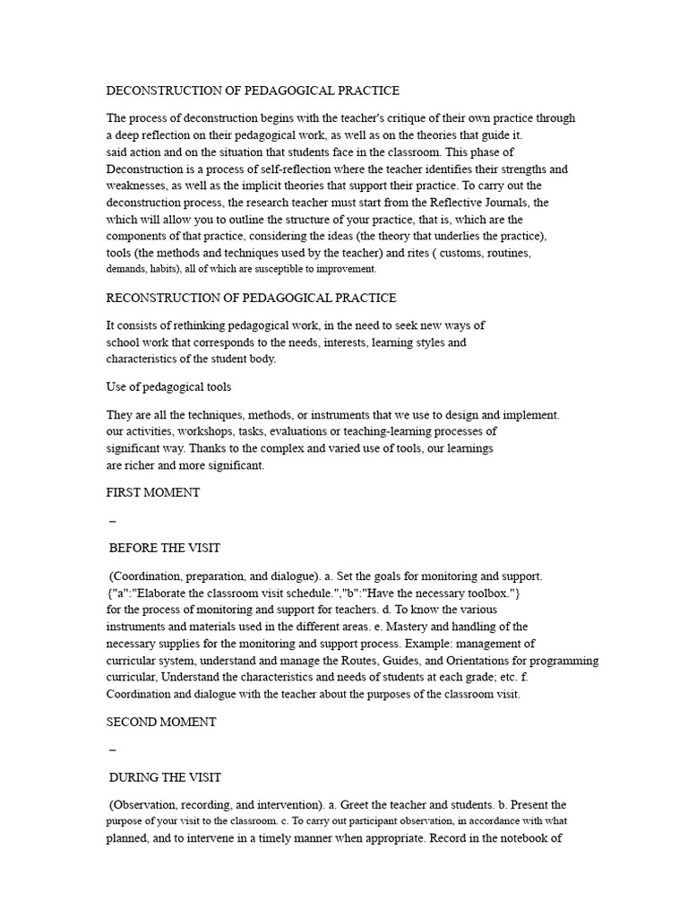 Deconstruction of Pedagogical Practice | PDF | Pedagogy | Teachers