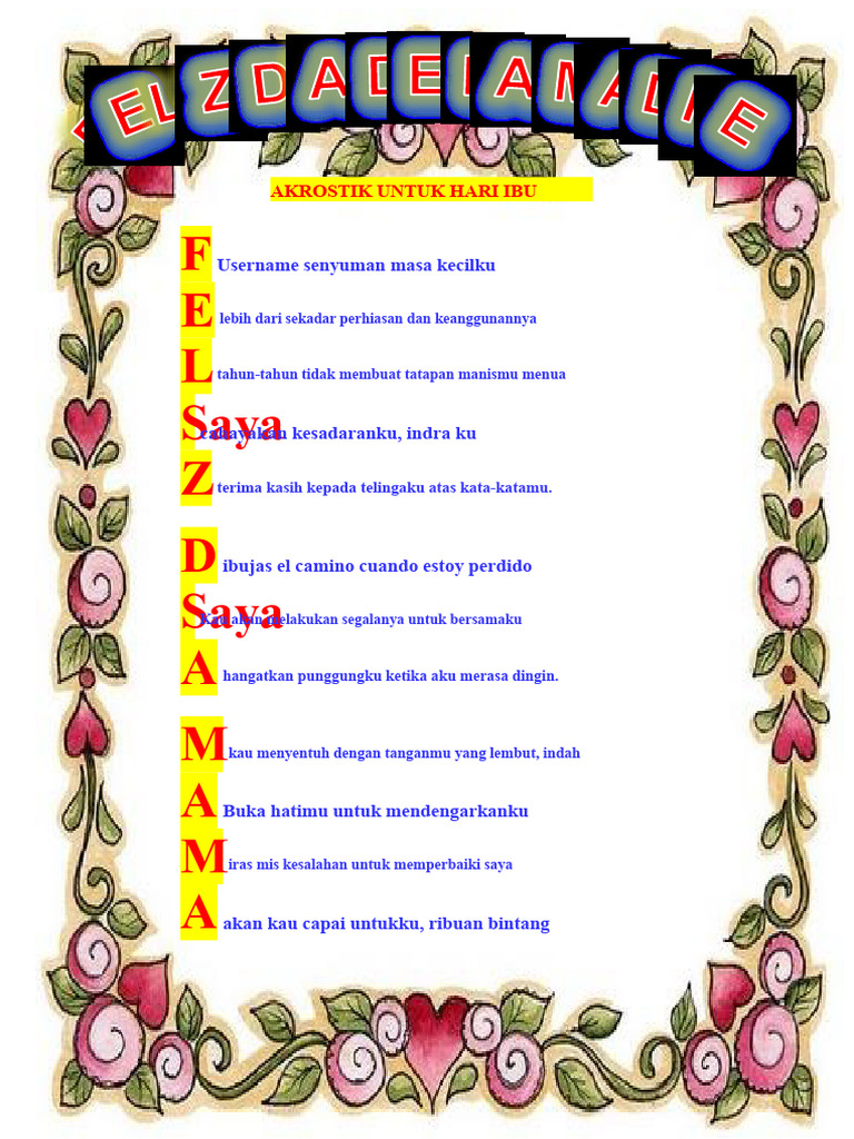 Akrostik Hari Ibu yang Mengharukan | PDF