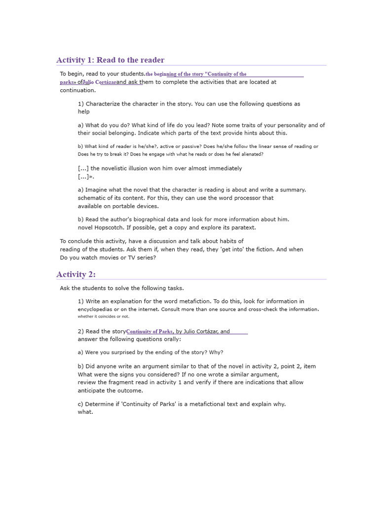 Activity Continuity of the Parks | PDF | Human Communication