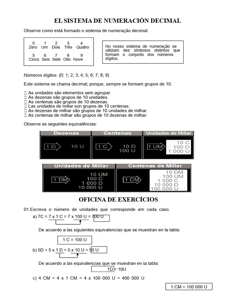 Sistema de Numeração Decimal Explicado | PDF | Decimal | Matemática ...