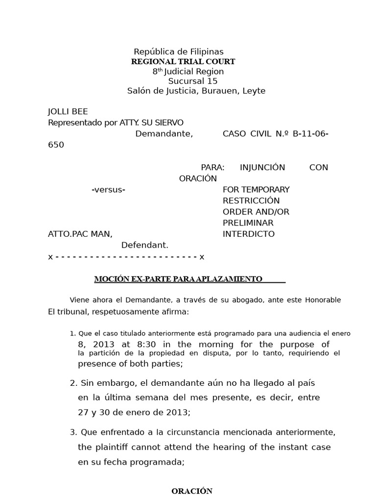 Moción para Reprogramar Audiencia Civil | PDF | Justicia | Crimen y ...