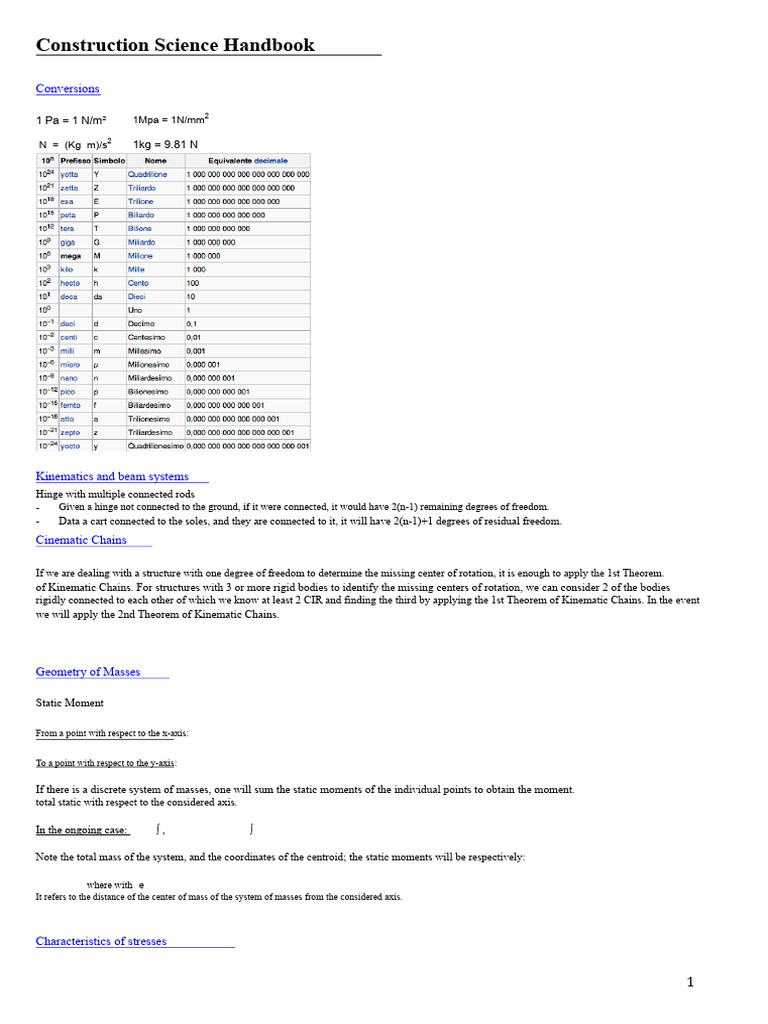 Construction Science: Kinematics & Stresses | PDF | Bending | Stress ...