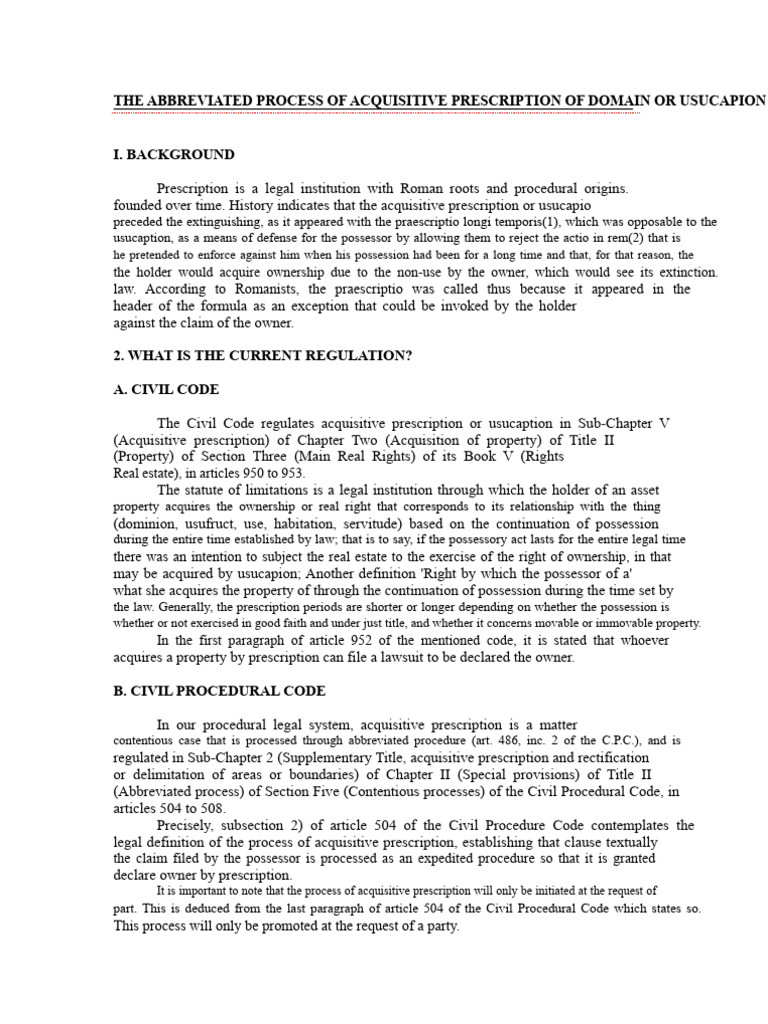 Acquisitive Prescription Process Overview | PDF | Property | Medical ...