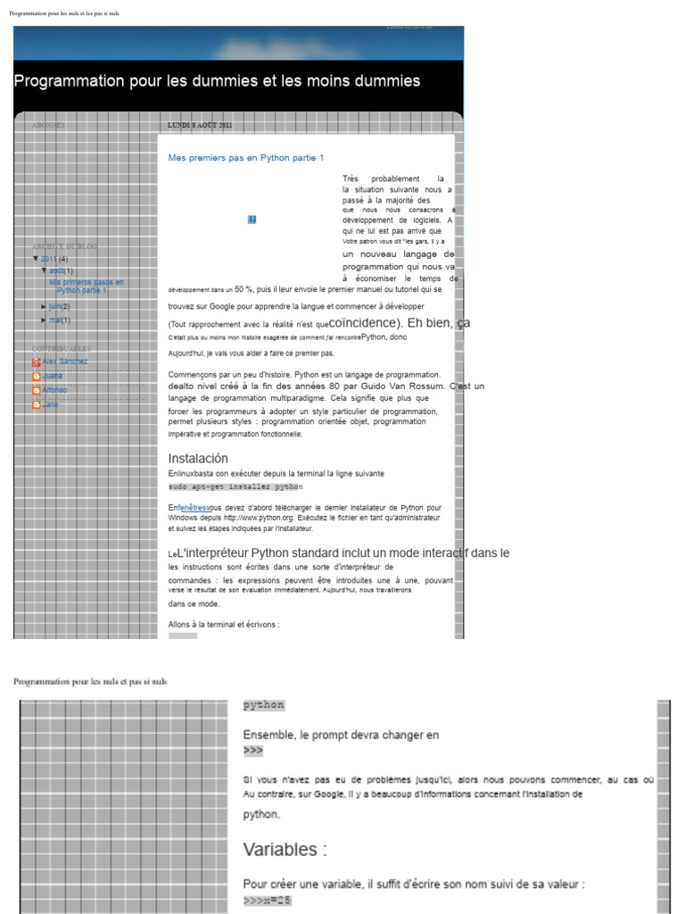 Premiers pas en Python pour débutants | PDF | Application | Python ...