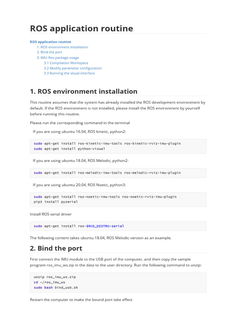 ROS IMU Package Setup Guide | PDF | Usb | Computer Terminal
