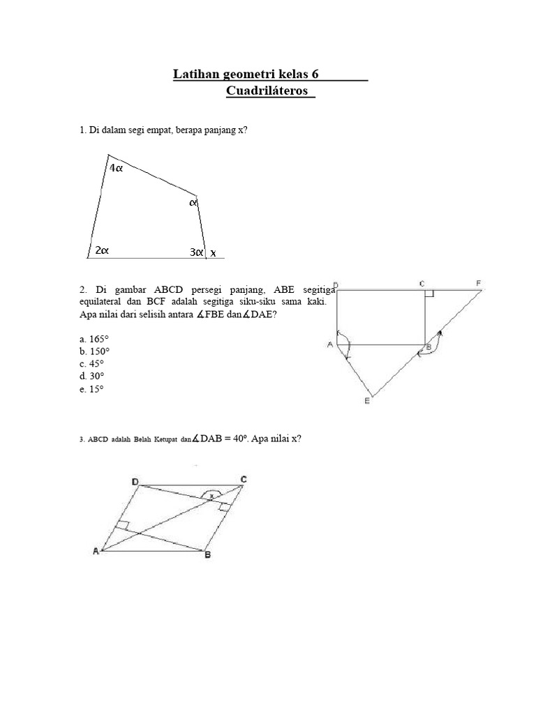 Latihan Geometri Segi Empat Kelas 6 | PDF