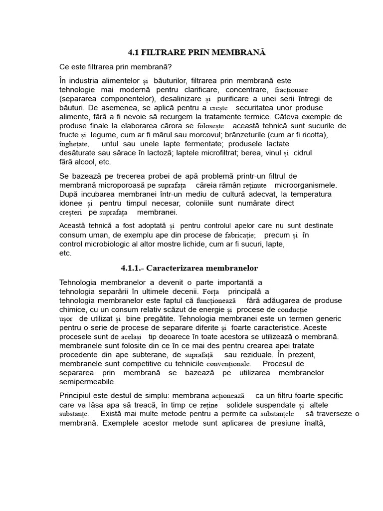 4.1. - Filtrare Prin Membrană | PDF