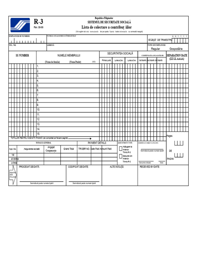 Lista de Colectare A Contribuțiilor SSS R3 În Format Excel | PDF