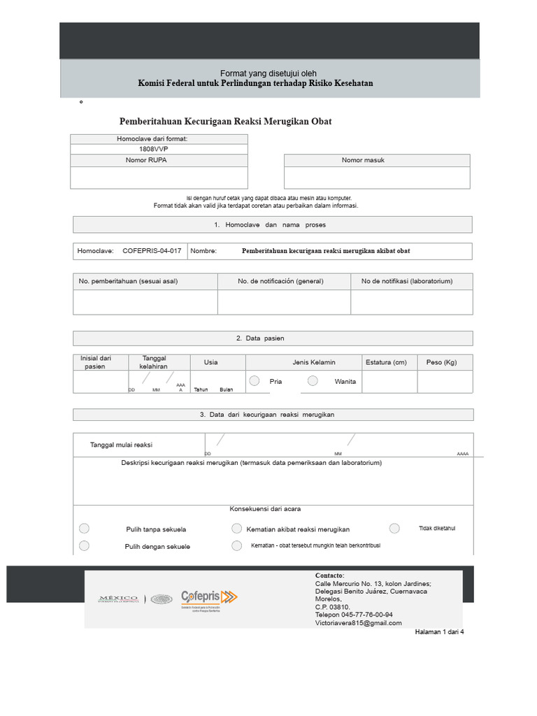 Format Laporan Reaksi Merugikan Obat | PDF
