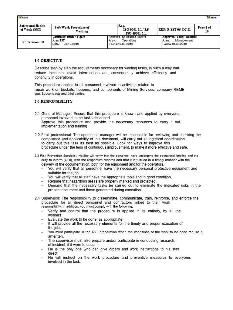 Welding Safety Procedure Guide | PDF | Welding | Construction